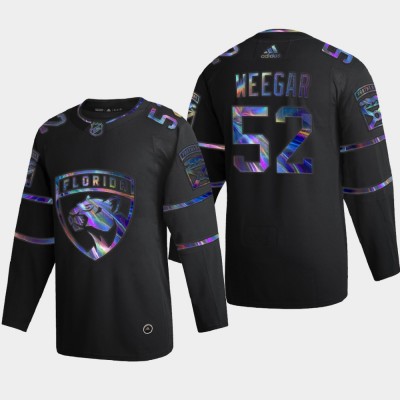 Florida Panthers #52 MacKenzie Weegar Men's Nike Iridescent Holographic Collection NHL Jersey - Black Men's